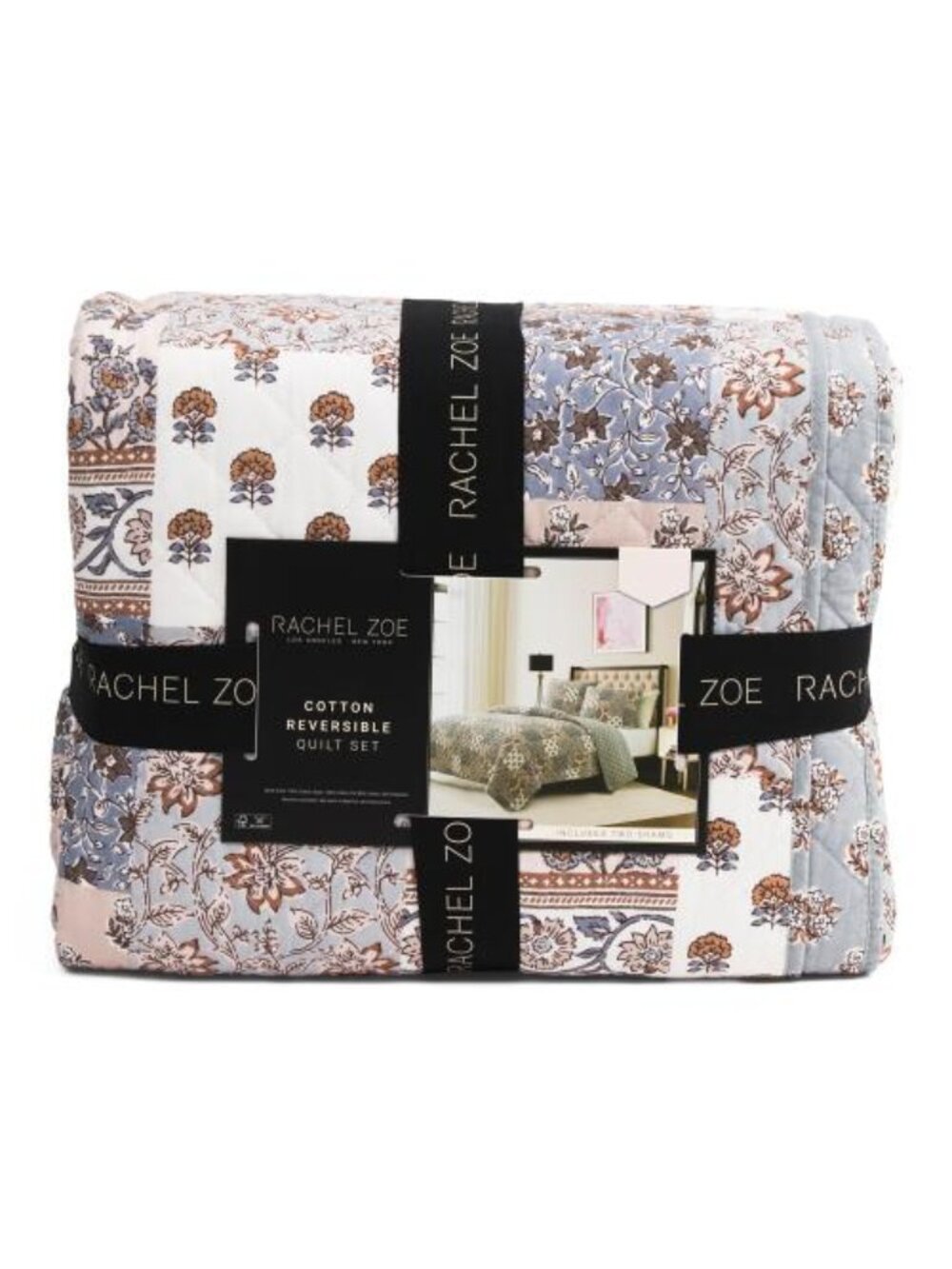 RACHEL ZOE Cotton Printed Patchwork Quilt Set